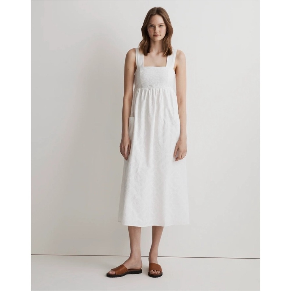 Madewell Cutout Back Empire Midi Dress White 14